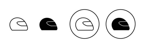 Helmet Icons Set Motorcycle Helmet Sign Symbol Construction Helmet Icon — Stock Vector