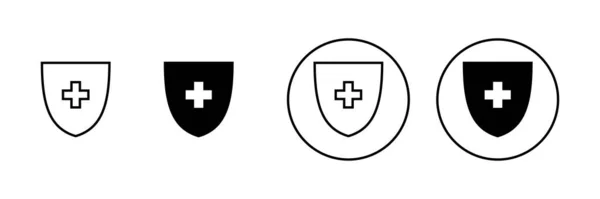Ícones Seguro Saúde Definidos Signo Símbolo Documento Saúde Seguro —  Vetores de Stock