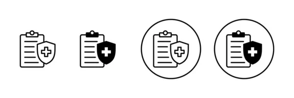 Zestaw Ikon Ubezpieczenia Medycznego Znak Symbol Ubezpieczenia Zdrowotnego — Wektor stockowy