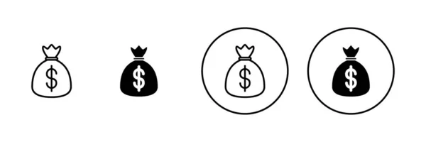 Ícones Dinheiro Configurados Sinal Dinheiro Símbolo — Vetor de Stock