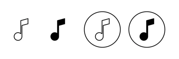 Ikony Muzyki Ustawione Uwaga Znak Muzyczny Symbol — Wektor stockowy