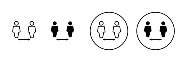 Набор Значков Социального Расстояния Социальный Знак Дистанцирования Символ Самокарантинный Знак — стоковый вектор