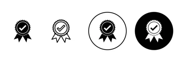 Conjunto Iconos Aprobado Icono Medalla Certificada — Vector de stock