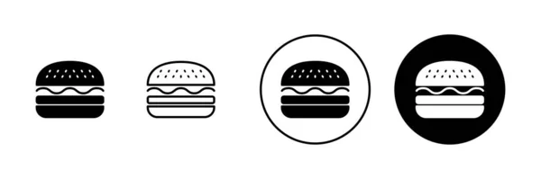 Ikony Burgeru Nastaveny Znak Symbol Hamburgeru Hamburger — Stockový vektor