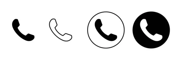 Chiama Icone Impostate Segnale Telefonico Simbolo Icona Del Telefono Contattaci — Vettoriale Stock