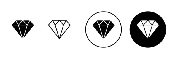 Conjunto Iconos Diamante Gemas Diamantes Signo Símbolo — Vector de stock
