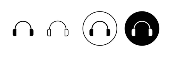 Fülhallgató Ikonok Beállítva Fejhallgató Jele Szimbóluma — Stock Vector