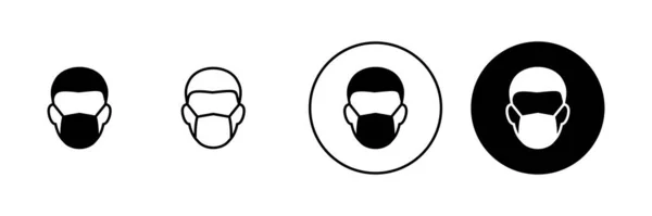 Maske Simgeleri Ayarlandı Tıbbi Maske Işareti Sembol Maske Ikonlu Erkek — Stok Vektör