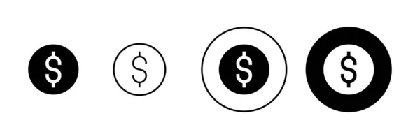 Icônes Argent Réglées Signe Symbole Argent — Image vectorielle