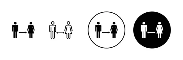 社会距离设置 社会距离标志和符号 自我检疫标志 — 图库矢量图片