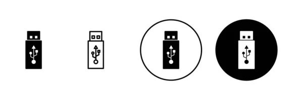 Icônes Usb Réglées Signe Symbole Disque Flash Signe Lecteur Flash — Image vectorielle
