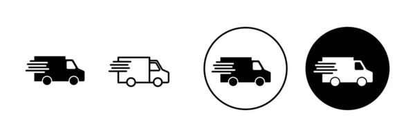Bestelvrachtwagen Pictogrammen Ingesteld Vrachtwagenbord Symbool Verzending Snelle Levering Pictogram — Stockvector