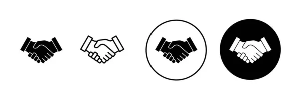 Ikony Uścisku Dłoni Ustawione Firmowy Znak Uścisku Dłoni Symbol Umowa — Wektor stockowy