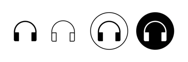 ヘッドフォンのアイコンが設定されます ヘッドセットのサインとシンボル — ストックベクタ