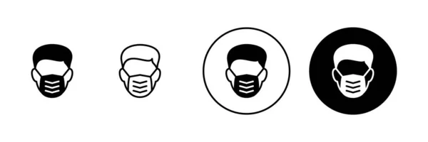 stock vector Mask icons set. Medical mask sign and symbol. Man face with mask icon. Safety breathing mask