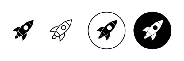 Rakéta Ikonok Beállítva Indítójel Szimbólum Rakétavető Ikon — Stock Vector