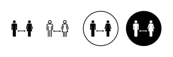 Distance Sociale Établie Signe Symbole Distance Sociale Signe Auto Quarantaine — Image vectorielle