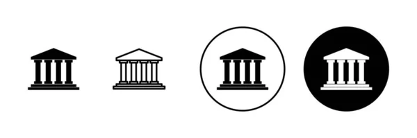 Набір Піктограм Банку Банк Знак Символ Музей Університет — стоковий вектор
