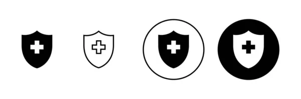 Set Icoane Asigurări Sănătate Semnul Simbolul Documentului Sănătate — Vector de stoc