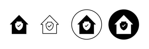 Иконки Домашней Страховки Знак Символ Защиты Дома — стоковый вектор