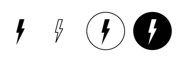 Icônes Foudre Réglées Signe Symbole Électrique Icône Puissance Signe Énergétique — Image vectorielle
