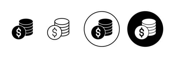 Ikony Peněz Nastaveny Značka Symbol Peněz — Stockový vektor