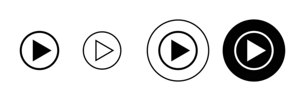Play Icons Set Знак Символ Кнопки Воспроизведения — стоковый вектор
