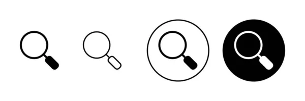 Ikony Wyszukiwania Ustawione Wyszukiwanie Szkła Powiększającego Znak Symbol — Wektor stockowy