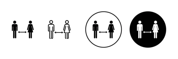 Distance Sociale Établie Signe Symbole Distance Sociale Signe Auto Quarantaine — Image vectorielle