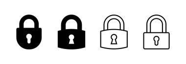 Web ve mobil uygulama için simge vektörünü kilitle. Asma kilit işareti ve sembol. Şifreleme simgesi. Güvenlik sembolü