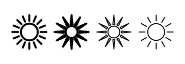Web ve mobil uygulama için güneş simgesi vektörü. Parlaklık işareti ve sembol.