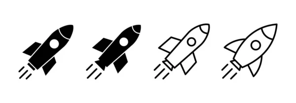 Webおよびモバイルアプリ用のロケットアイコンベクトル 起動記号と記号 ロケットランチャーのアイコン — ストックベクタ