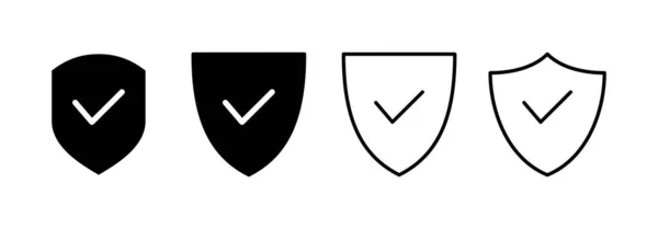 Shield Check Mark Icon Vector Web Mobile App Protection Approve — Stock Vector