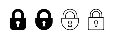 Web ve mobil uygulama için simge vektörünü kilitle. Asma kilit işareti ve sembol. Şifreleme simgesi. Güvenlik sembolü