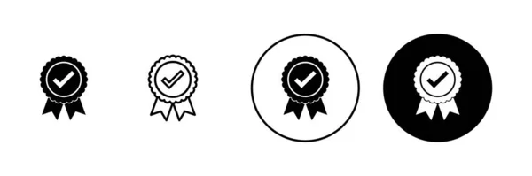 Schválená Ikona Nastavena Ikona Certifikované Medaile — Stockový vektor