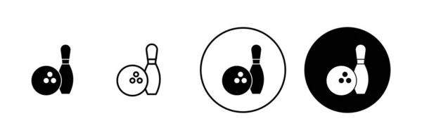 Ícones Bowling Configurados Bola Boliche Pino Sinal Símbolo —  Vetores de Stock