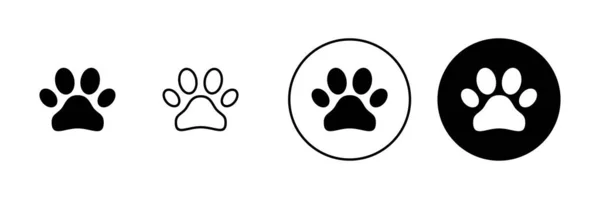 Tass Ikoner Inställda Tass Utskrift Tecken Och Symbol Hund Eller — Stock vektor