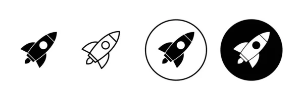 Rakéta Ikonok Beállítva Indítójel Szimbólum Rakétavető Ikon — Stock Vector