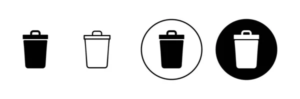 Ícones Lixo Configurados Ícone Lata Lixo Excluir Sinal Símbolo — Vetor de Stock