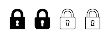 Web ve mobil uygulama için simge vektörünü kilitle. Asma kilit işareti ve sembol. Şifreleme simgesi. Güvenlik sembolü