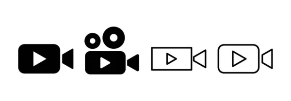 Videó Ikon Vektor Web Mobil Alkalmazáshoz Videokamera Jel Szimbólum Mozi — Stock Vector