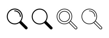 Web ve mobil uygulama için simge vektörü ara. Büyüteç işareti ve sembolü ara