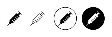 Şırınga simgeleri hazır. Enjeksiyon işareti ve sembol. Aşı simgesi