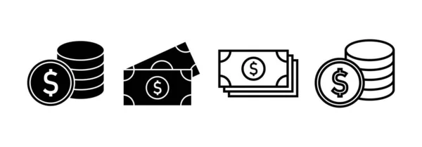 Webおよびモバイルアプリ用のマネーアイコンベクトル お金の記号と記号 — ストックベクタ