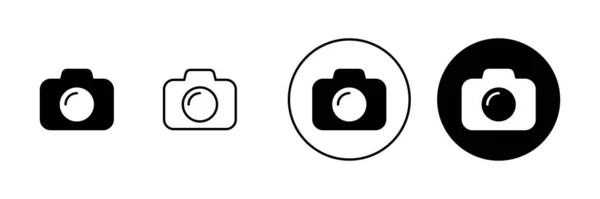 Kamera Ikonok Beállítva Fényképezőgép Jel Szimbólum Fotográfia Ikon — Stock Vector