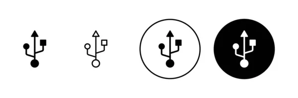 Usb Icons Set Flash Disk Sign Symbol Flash Drive Sign — Stock Vector