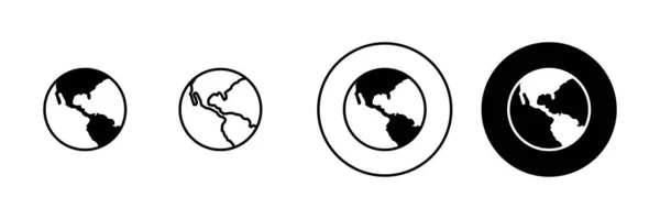World Map Set Worldmap Sign Symbol Globe Icon — Stock Vector