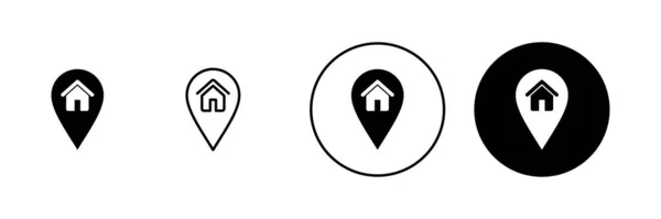 Conjunto Iconos Dirección Signo Símbolo Ubicación Casa Precisar — Vector de stock