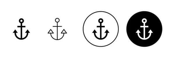 Kotevní Ikony Nastaveny Kotevní Značka Symbol Ikona Kotvení Moře — Stockový vektor
