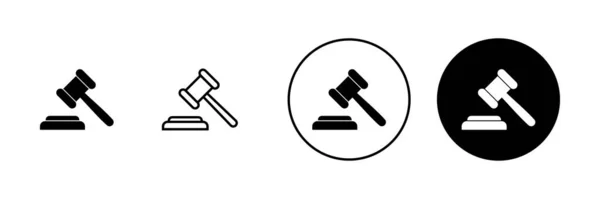 Gavel Ikonen Gesetzt Richtergabel Zeichen Und Symbol Gesetzesikone Auktionshammer — Stockvektor